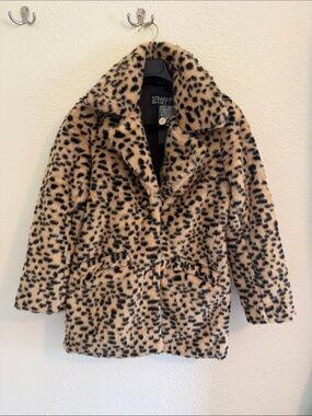 NWT Leopard Print Faux Fur Coat - Women’s Beige/Black Jacket